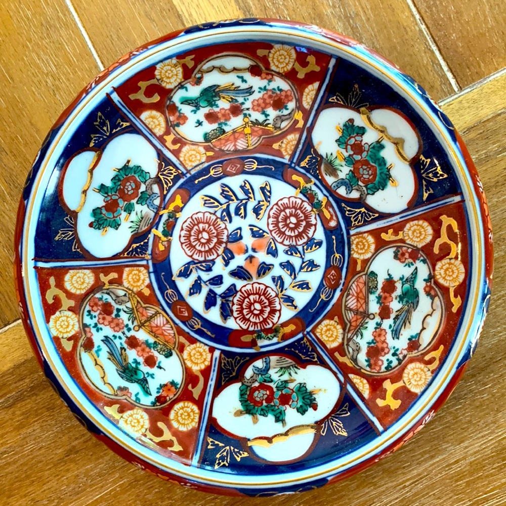 GOLD IMARI | Vintage, Hand Painted Japanese Shallow Plate, Gold Gilded